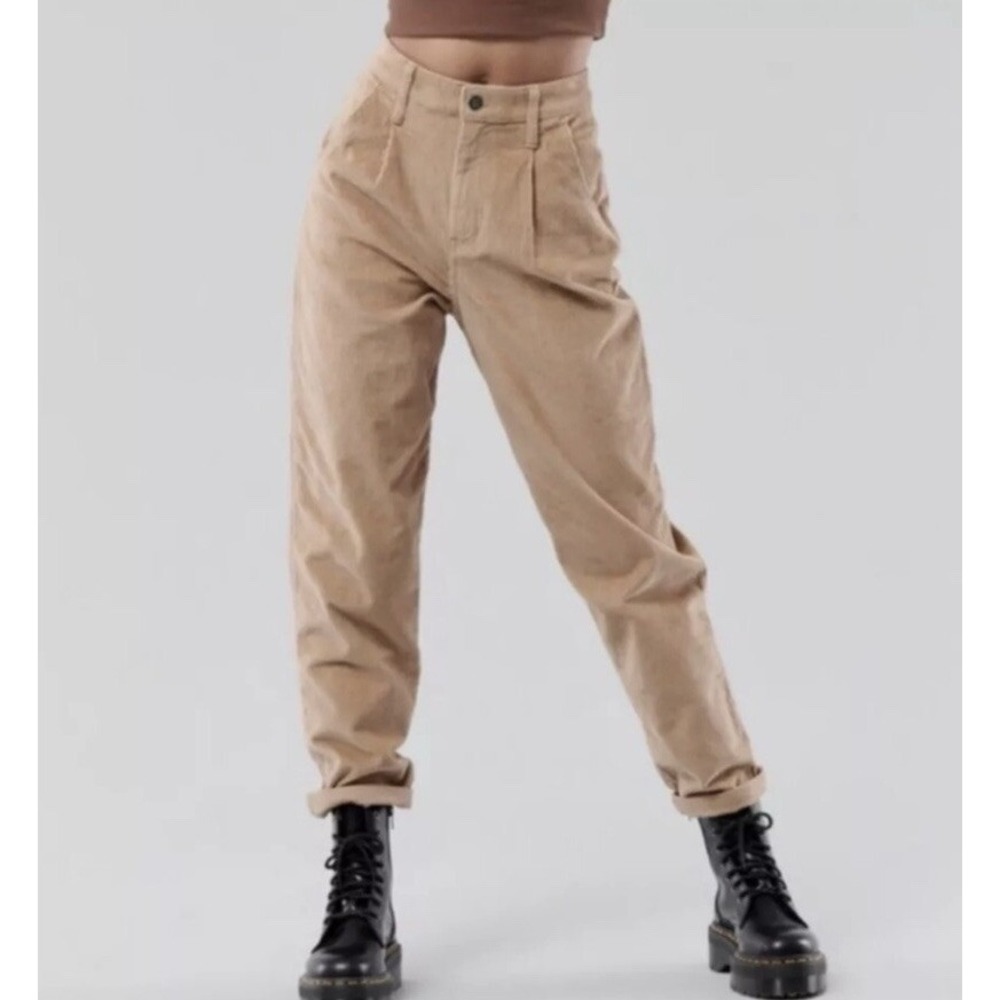 Hollister Womens Size 26 Ultra High Rise Tan Corduroy Mom Pants